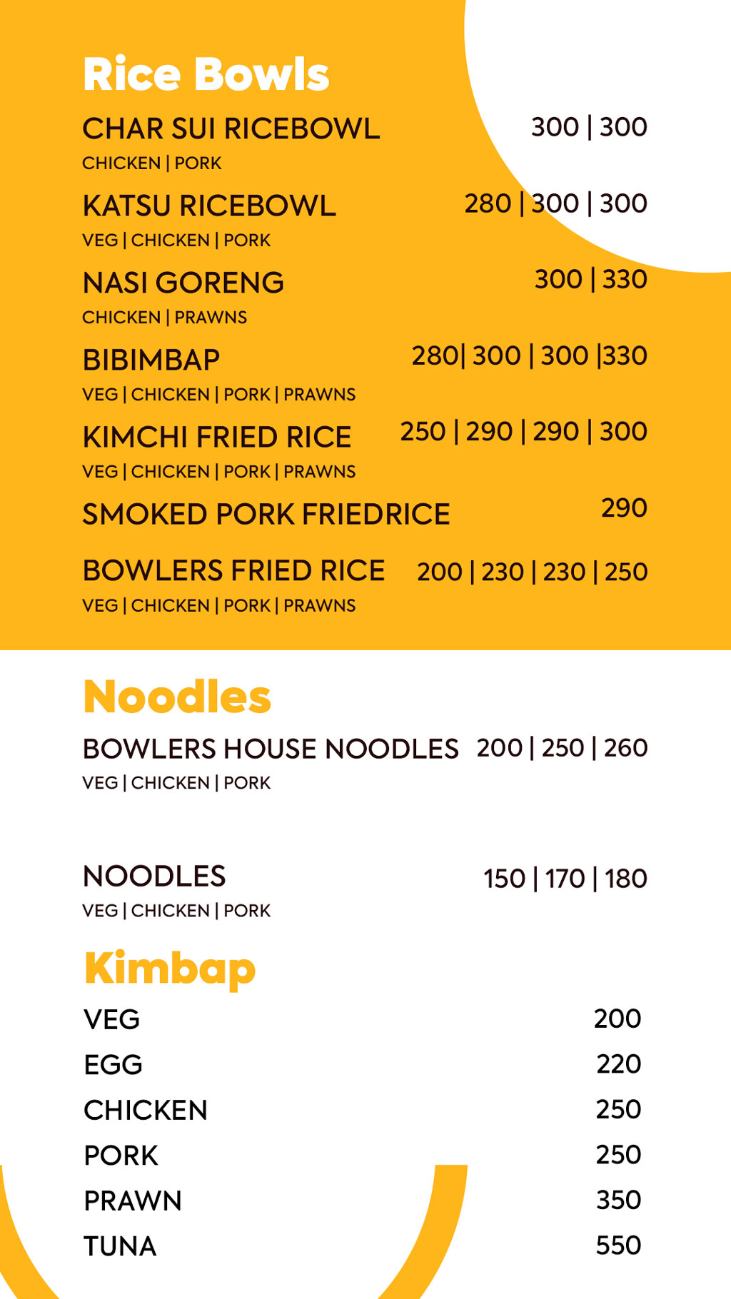 menu