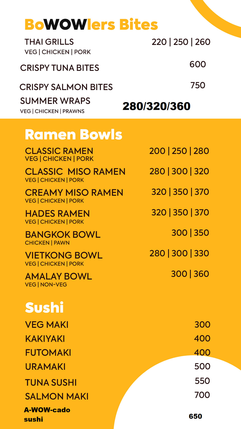 menu